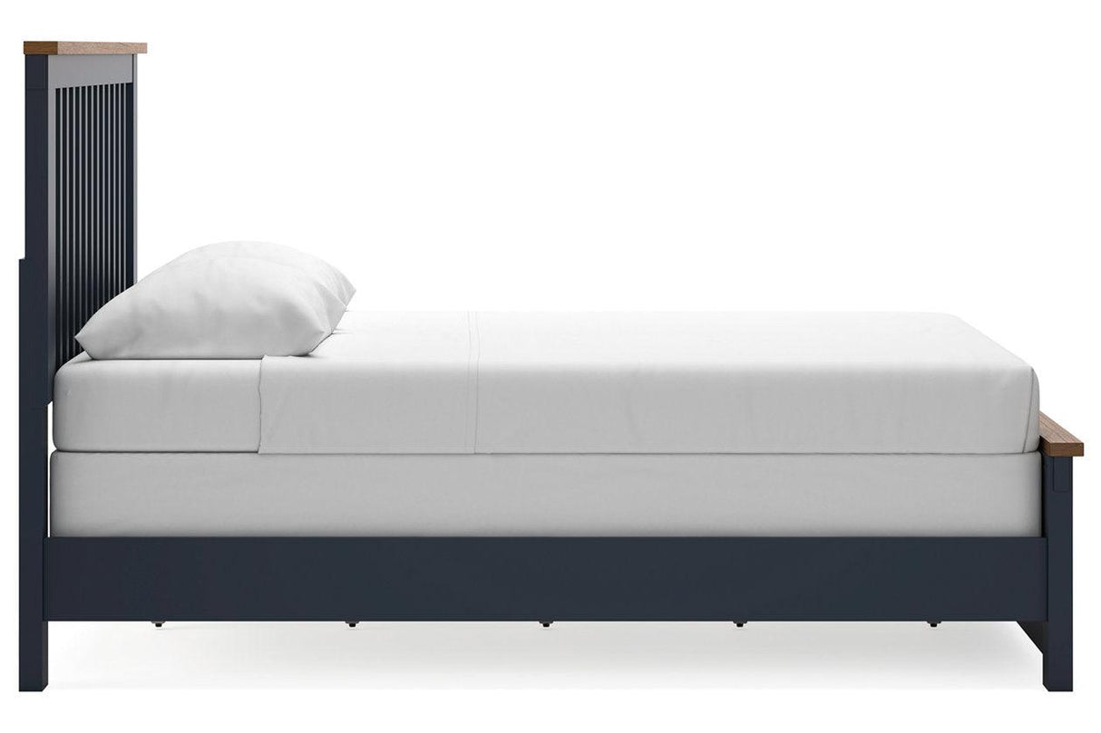 Landocken Brown/Blue Queen Panel Bed by Ashley at Eve Furniture