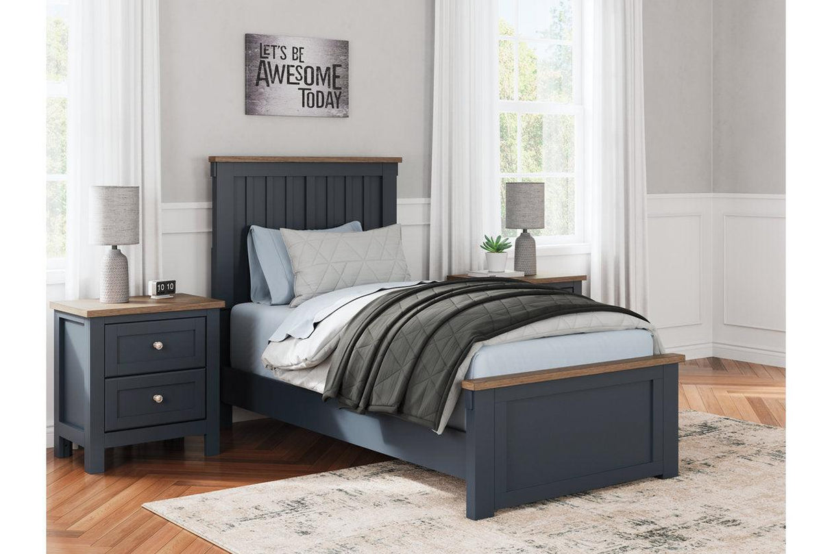Landocken Brown/Blue Twin Panel Bed by Ashley at Eve Furniture
