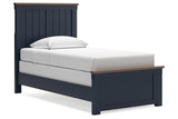 Landocken Brown/Blue Twin Panel Bed by Ashley at Eve Furniture