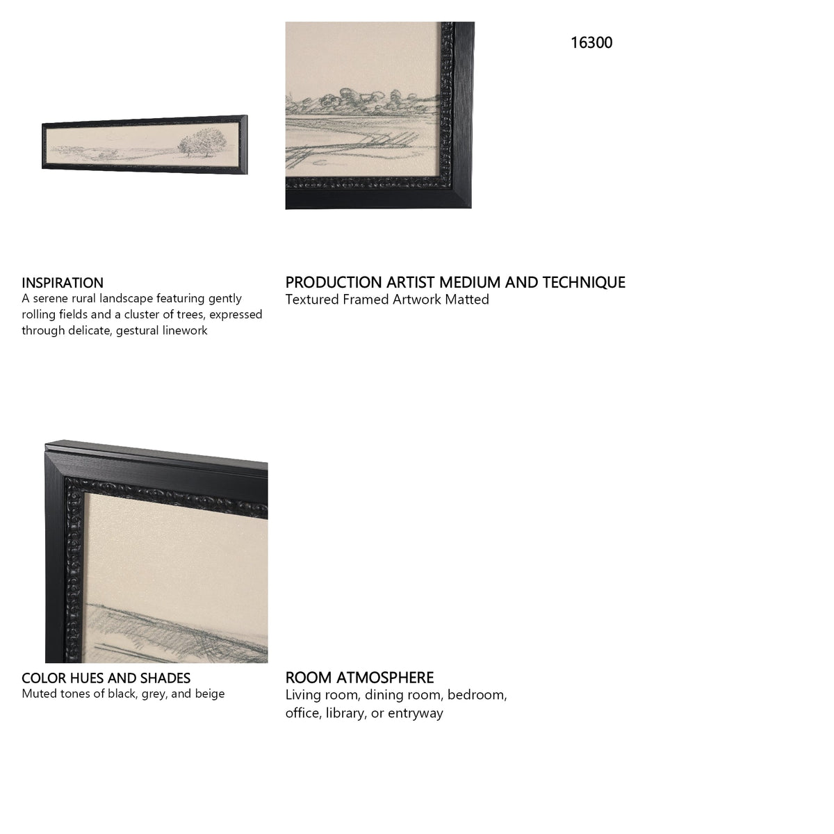 Landscape in Graphite No.2 by Mercana Studio Textured Framed Artwork Matted by Mercana at Eve Furniture