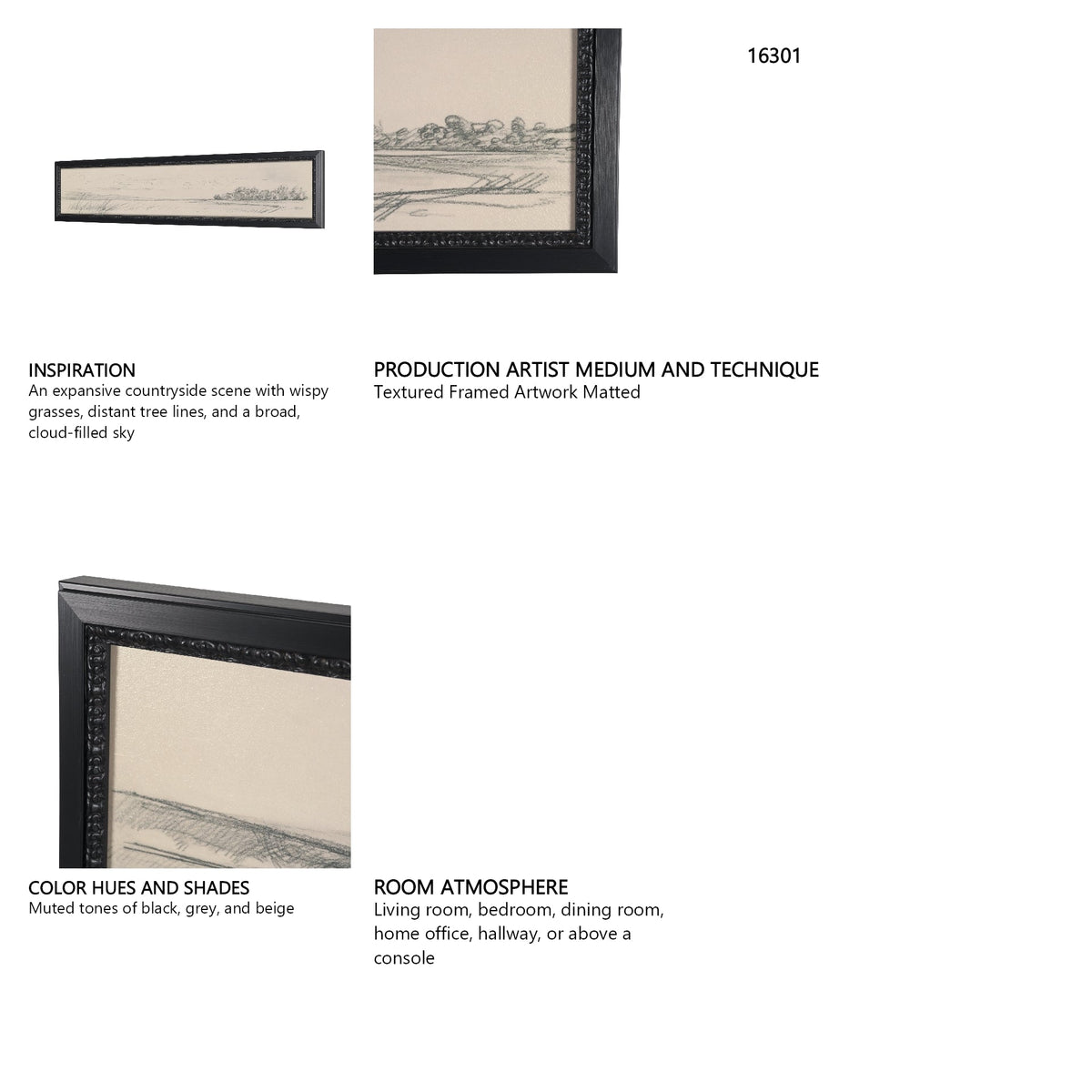 Landscape in Graphite No.3 by Mercana Studio Textured Framed Artwork Matted by Mercana at Eve Furniture