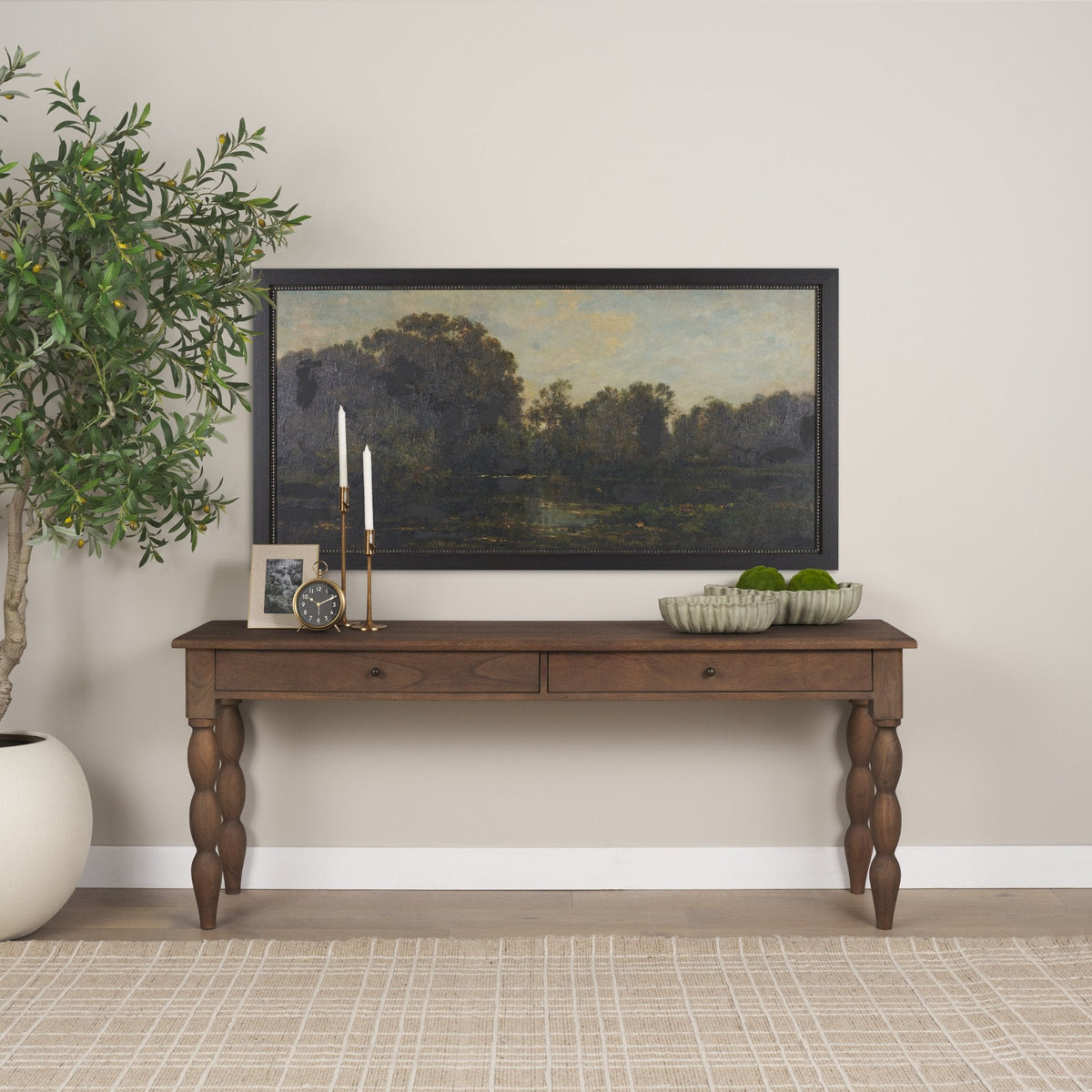 Landscape with Ducks by Charles-Francois Daubigny Textured Framed Artwork Matted by Mercana at Eve Furniture