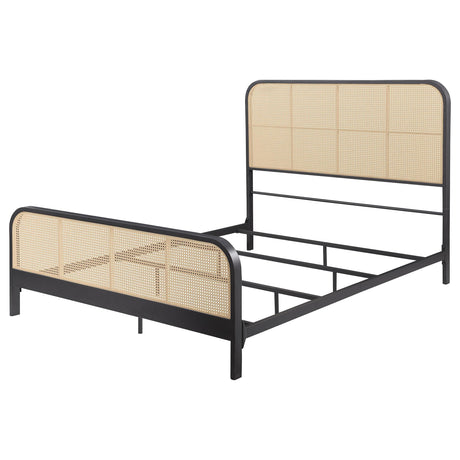 Lanewood Black Polyethylene PE Rattan Upholstered Metal Eastern King Bed by Coaster at Eve Furniture