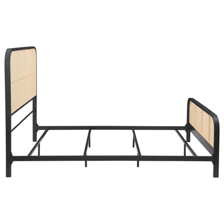 Lanewood Black Polyethylene PE Rattan Upholstered Metal Eastern King Bed by Coaster at Eve Furniture