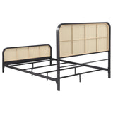 Lanewood Black Polyethylene PE Rattan Upholstered Metal Queen Bed by Coaster at Eve Furniture