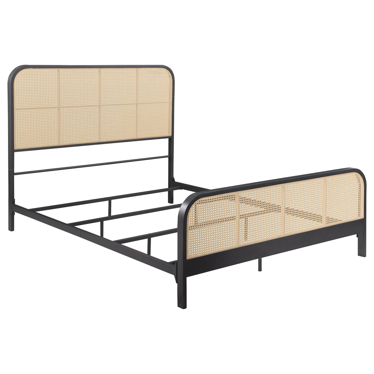 Lanewood Polyethylene PE Rattan Upholstered Metal Eastern King Bed Black