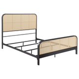 Lanewood Polyethylene PE Rattan Upholstered Metal Eastern King Bed Black