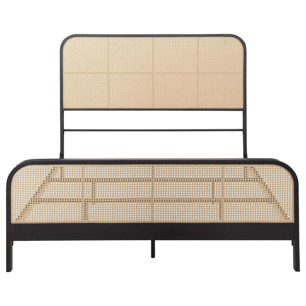 Lanewood Polyethylene PE Rattan Upholstered Metal Eastern King Bed Black