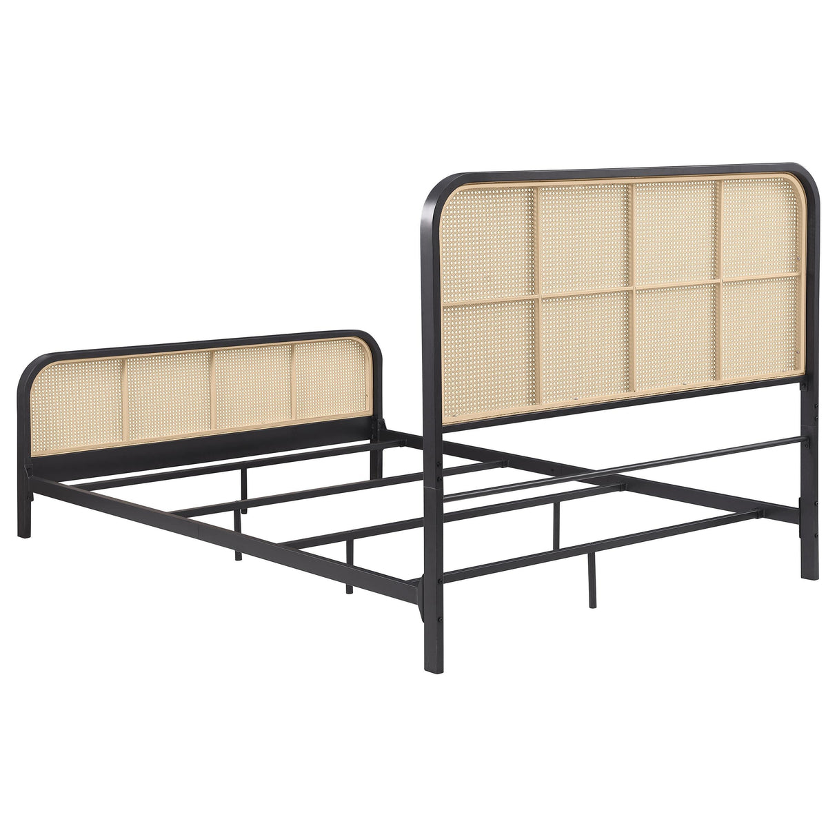 Lanewood Polyethylene PE Rattan Upholstered Metal Eastern King Bed Black