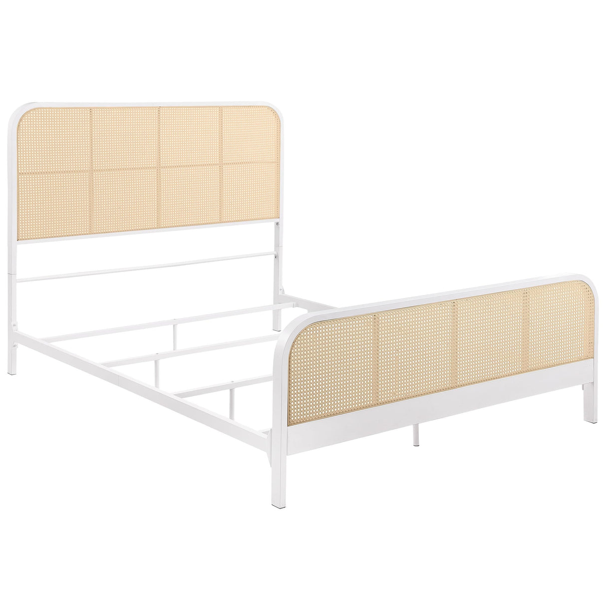 Lanewood Polyethylene PE Rattan Upholstered Metal Eastern King Bed White