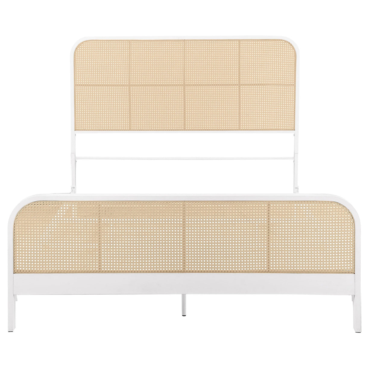 Lanewood Polyethylene PE Rattan Upholstered Metal Eastern King Bed White