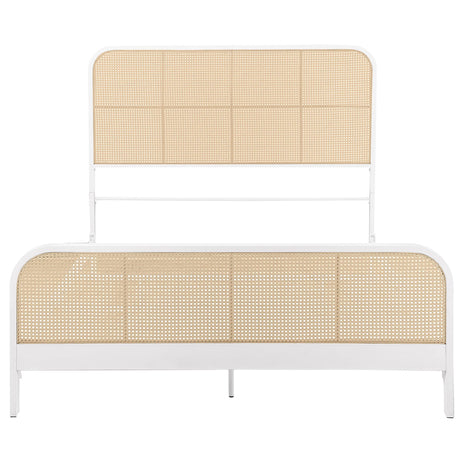 Lanewood Polyethylene PE Rattan Upholstered Metal Eastern King Bed White