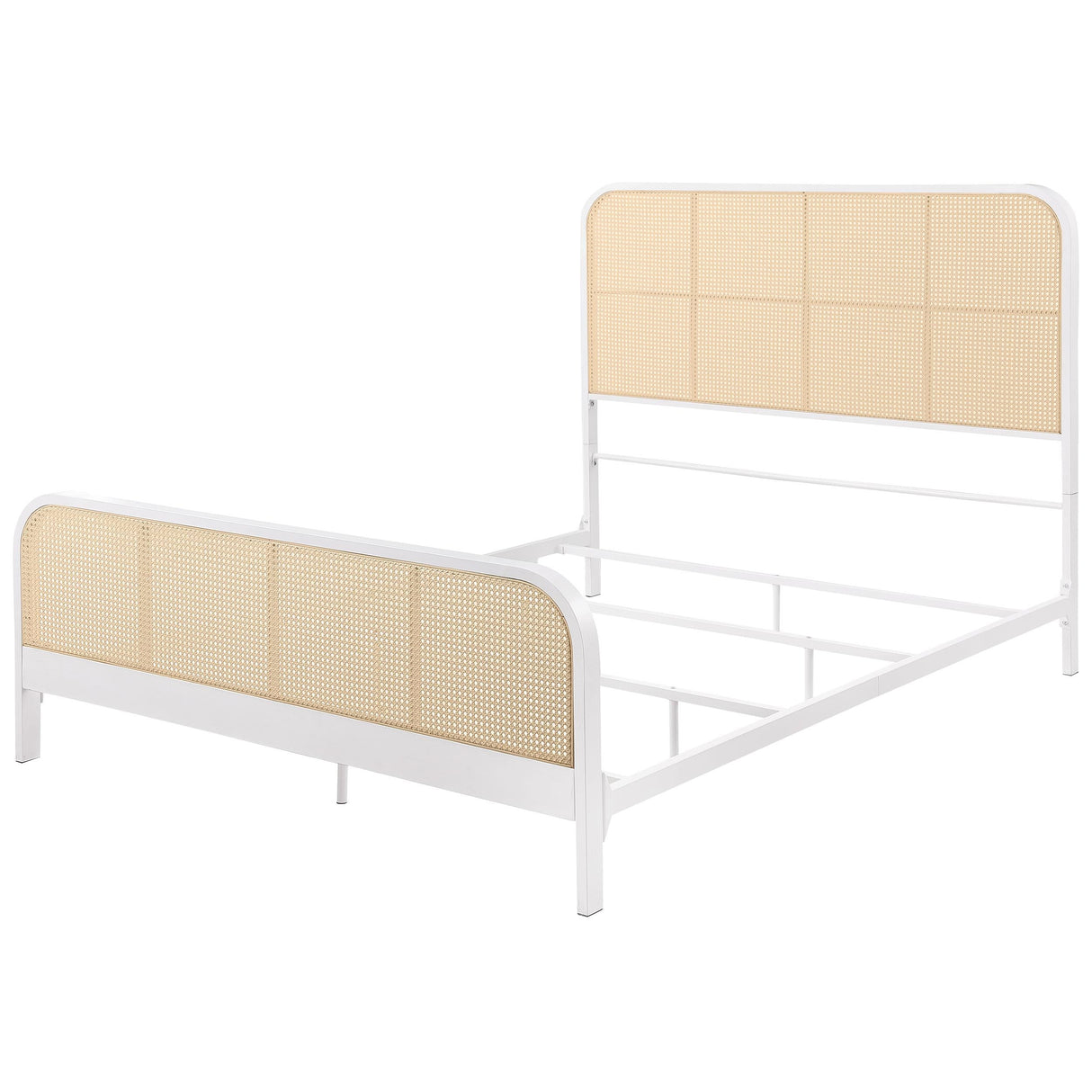 Lanewood Polyethylene PE Rattan Upholstered Metal Eastern King Bed White