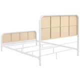 Lanewood Polyethylene PE Rattan Upholstered Metal Eastern King Bed White