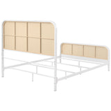 Lanewood Polyethylene PE Rattan Upholstered Metal Eastern King Bed White