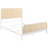 Lanewood Polyethylene PE Rattan Upholstered Metal Queen Bed White