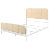 Lanewood Polyethylene PE Rattan Upholstered Metal Queen Bed White