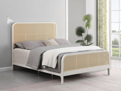 Lanewood White Polyethylene PE Rattan Upholstered Metal Queen Bed by Coaster at Eve Furniture