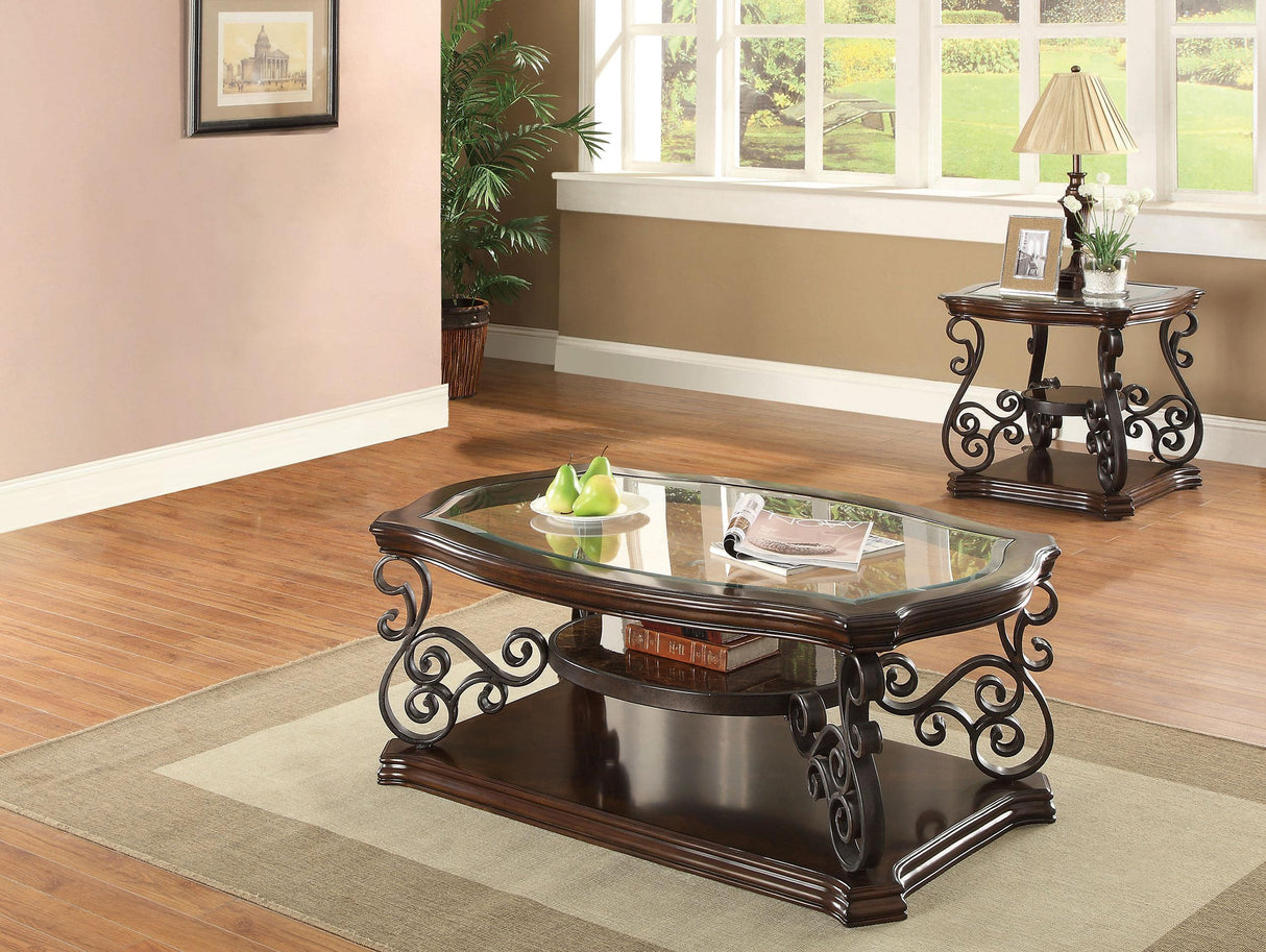 Laney Dark Merlot 2-Piece Glass Top Coffee and End Table Set by Coaster at Eve Furniture