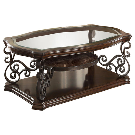 Laney Dark Merlot 3-Piece Glass Top Coffee and End Table Set by Coaster at Eve Furniture