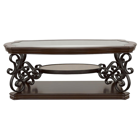 Laney Dark Merlot 3-Piece Glass Top Coffee and End Table Set by Coaster at Eve Furniture