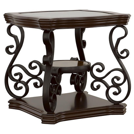 Laney Dark Merlot 3-Piece Glass Top Coffee and End Table Set by Coaster at Eve Furniture