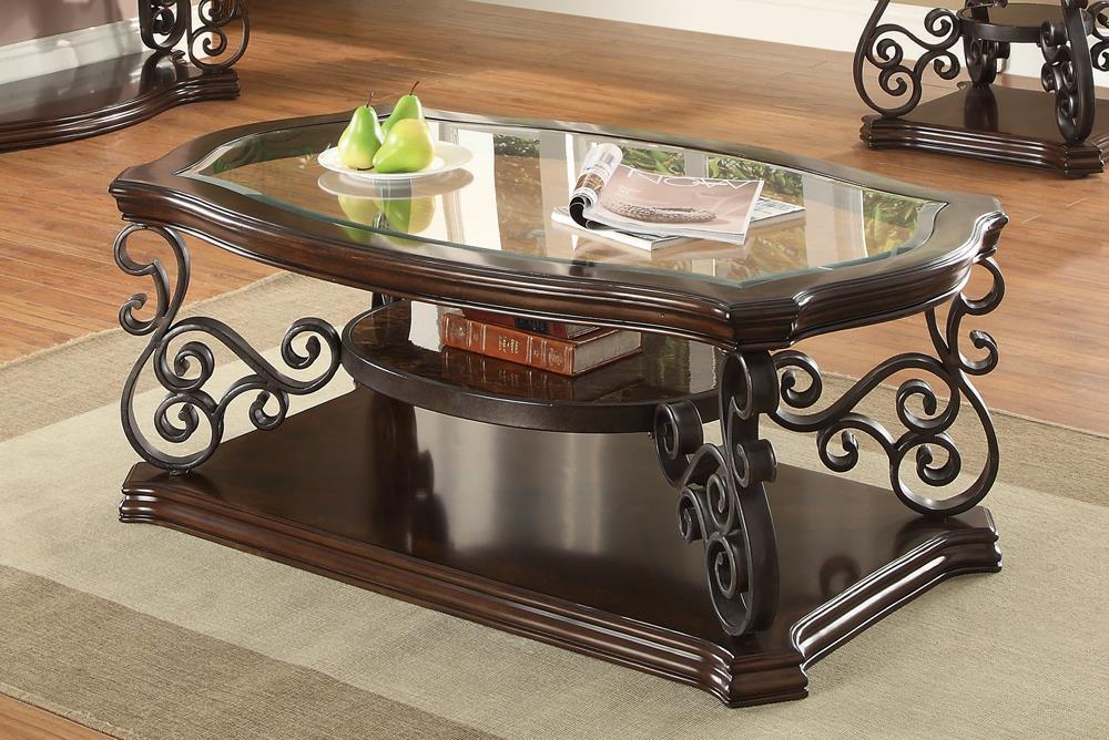 Laney Deep Merlot/Clear Coffee Table by Coaster at Eve Furniture