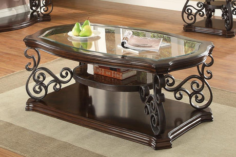 Laney Deep Merlot/Clear Coffee Table by Coaster at Eve Furniture