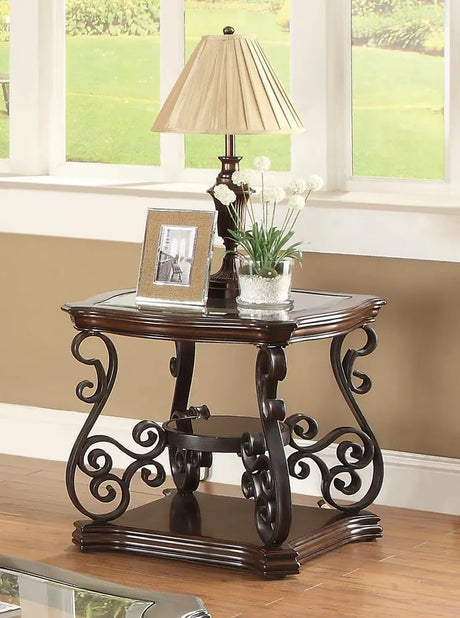 Laney Deep Merlot/Clear End Table by Coaster at Eve Furniture