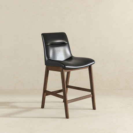 Langlade Leather Upholstered Counter Stool in Black (Set of 2) by Ashcroft Furniture at Eve Furniture