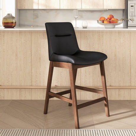 Langlade Leather Upholstered Counter Stool in Black (Set of 2) by Ashcroft Furniture at Eve Furniture