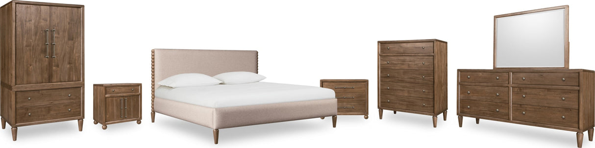 Langley Honey Wheat/Autumn Forest Upholstered California King Bed by Modus Furniture at Eve Furniture
