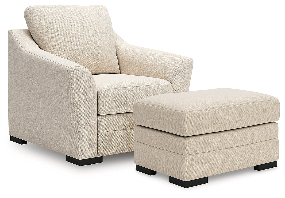 Lango Jute Chair and Ottoman by Ashley at Eve Furniture