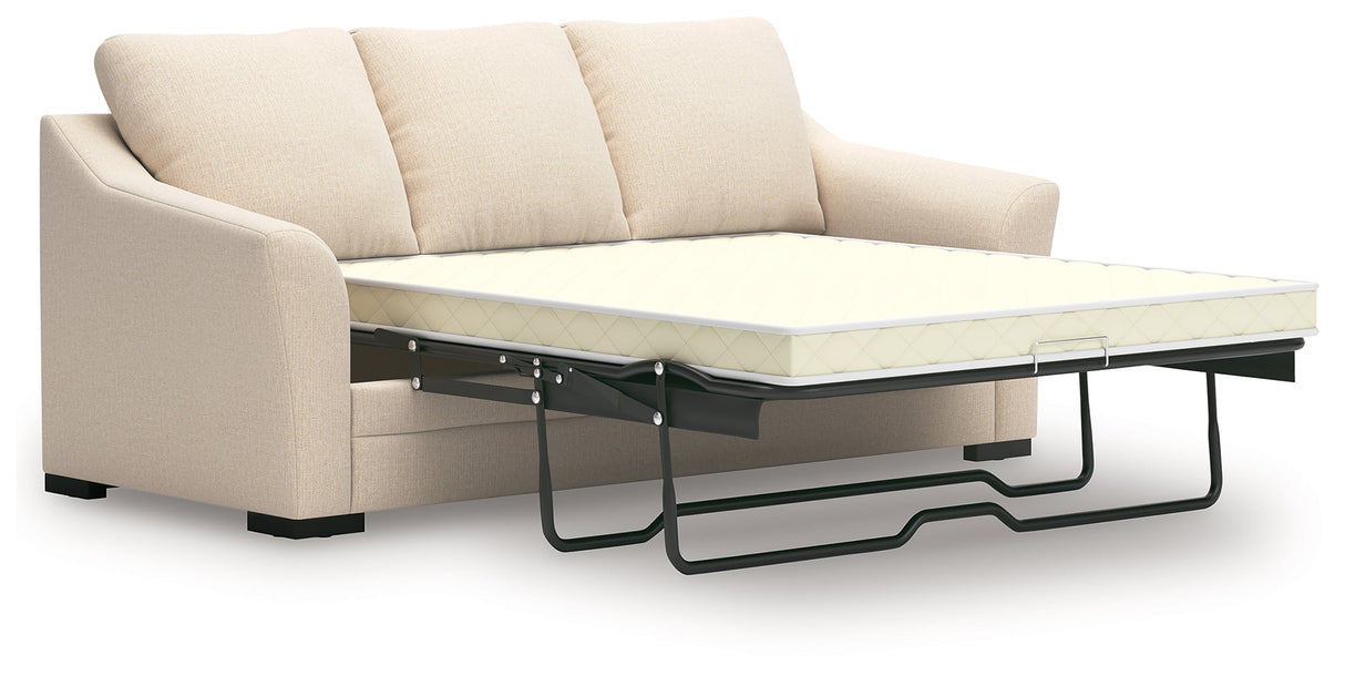 Lango Jute Queen Sofa RAF Chaise Sleeper by Ashley at Eve Furniture