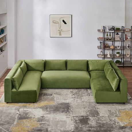 Langridge Olive Green Velvet Modular Corner Sectional Sofa by Ashcroft Furniture at Eve Furniture