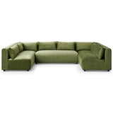 Langridge Olive Green Velvet Modular Corner Sectional Sofa by Ashcroft Furniture at Eve Furniture