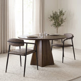 Langston Brown Faux-Leather Seat Black Iron Frame Dining Chair, Set of 2 by Mercana at Eve Furniture