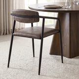 Langston Brown Faux-Leather Seat Black Iron Frame Dining Chair, Set of 2 by Mercana at Eve Furniture