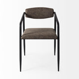 Langston Brown Faux-Leather Seat Black Iron Frame Dining Chair, Set of 2 by Mercana at Eve Furniture