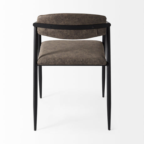 Langston Brown Faux-Leather Seat Black Iron Frame Dining Chair, Set of 2 by Mercana at Eve Furniture