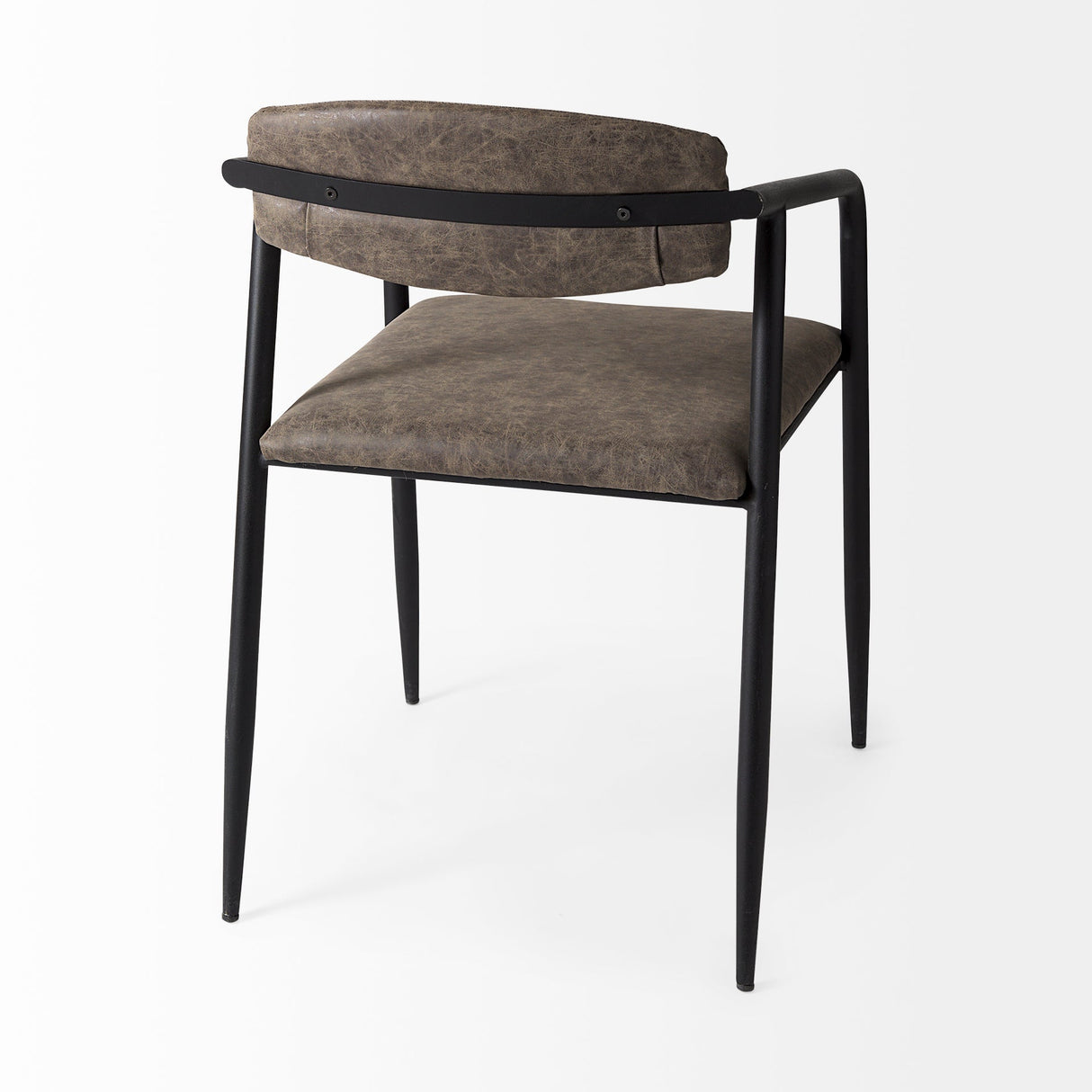 Langston Brown Faux-Leather Seat Black Iron Frame Dining Chair, Set of 2 by Mercana at Eve Furniture