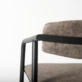 Langston Brown Faux-Leather Seat Black Iron Frame Dining Chair, Set of 2 by Mercana at Eve Furniture