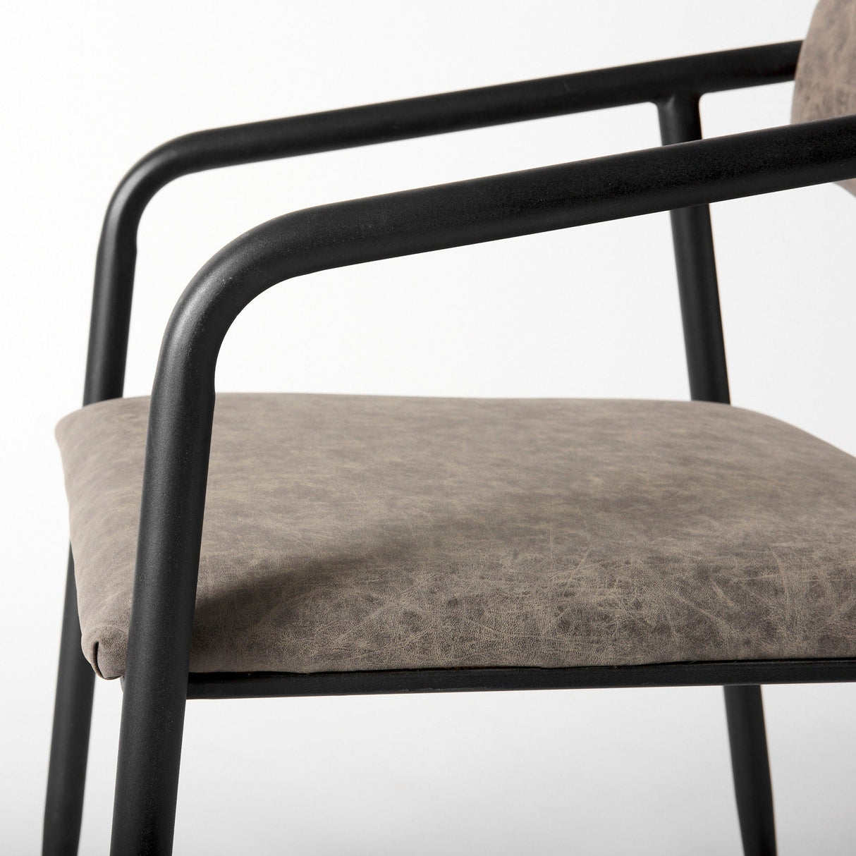 Langston Brown Faux-Leather Seat Black Iron Frame Dining Chair, Set of 2 by Mercana at Eve Furniture