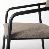 Langston Brown Faux-Leather Seat Black Iron Frame Dining Chair, Set of 2 by Mercana at Eve Furniture