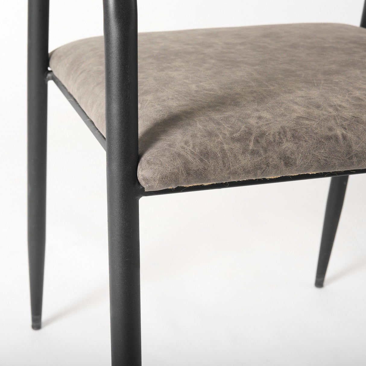 Langston Brown Faux-Leather Seat Black Iron Frame Dining Chair, Set of 2 by Mercana at Eve Furniture