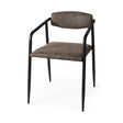 Langston Brown Faux-Leather Seat Black Iron Frame Dining Chair, Set of 2 by Mercana at Eve Furniture
