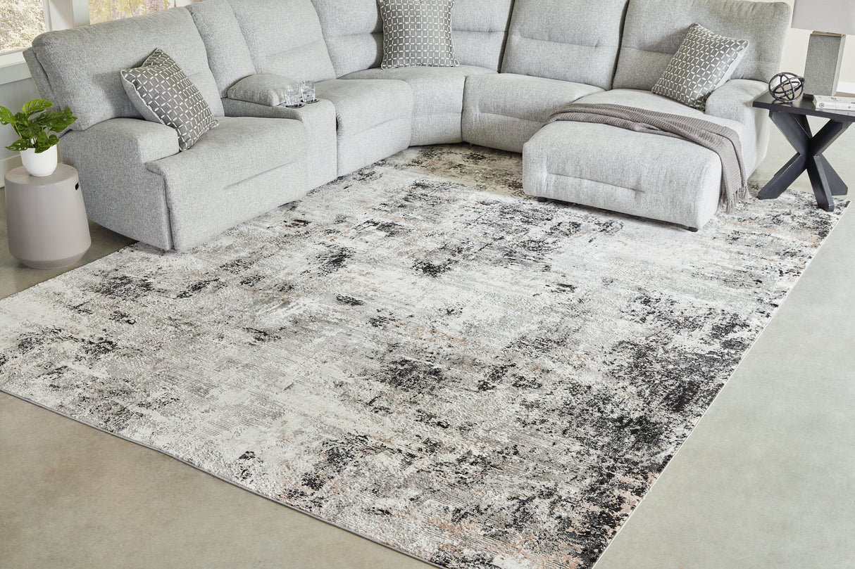 Langwell Black/Gray/White Extra Large Rug by Ashley at Eve Furniture