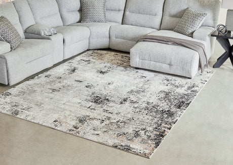 Langwell Black/Gray/White Large Rug by Ashley at Eve Furniture