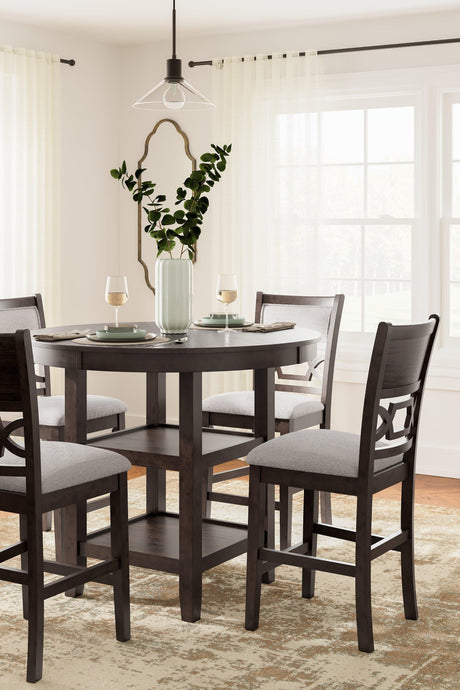 Langwest Brown Counter Height Dining Table and 4 Barstools by Ashley at Eve Furniture