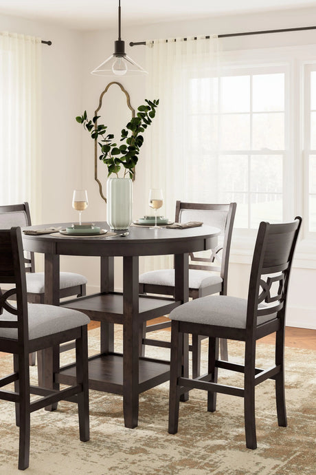 Langwest Brown Counter Height Dining Table and 4 Barstools by Ashley at Eve Furniture